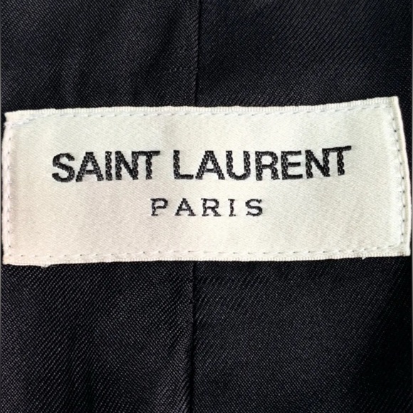 Saint Laurent Black Rhinestone-Embellished Virgin Wool Blazer Jacket - Picture 3 of 4